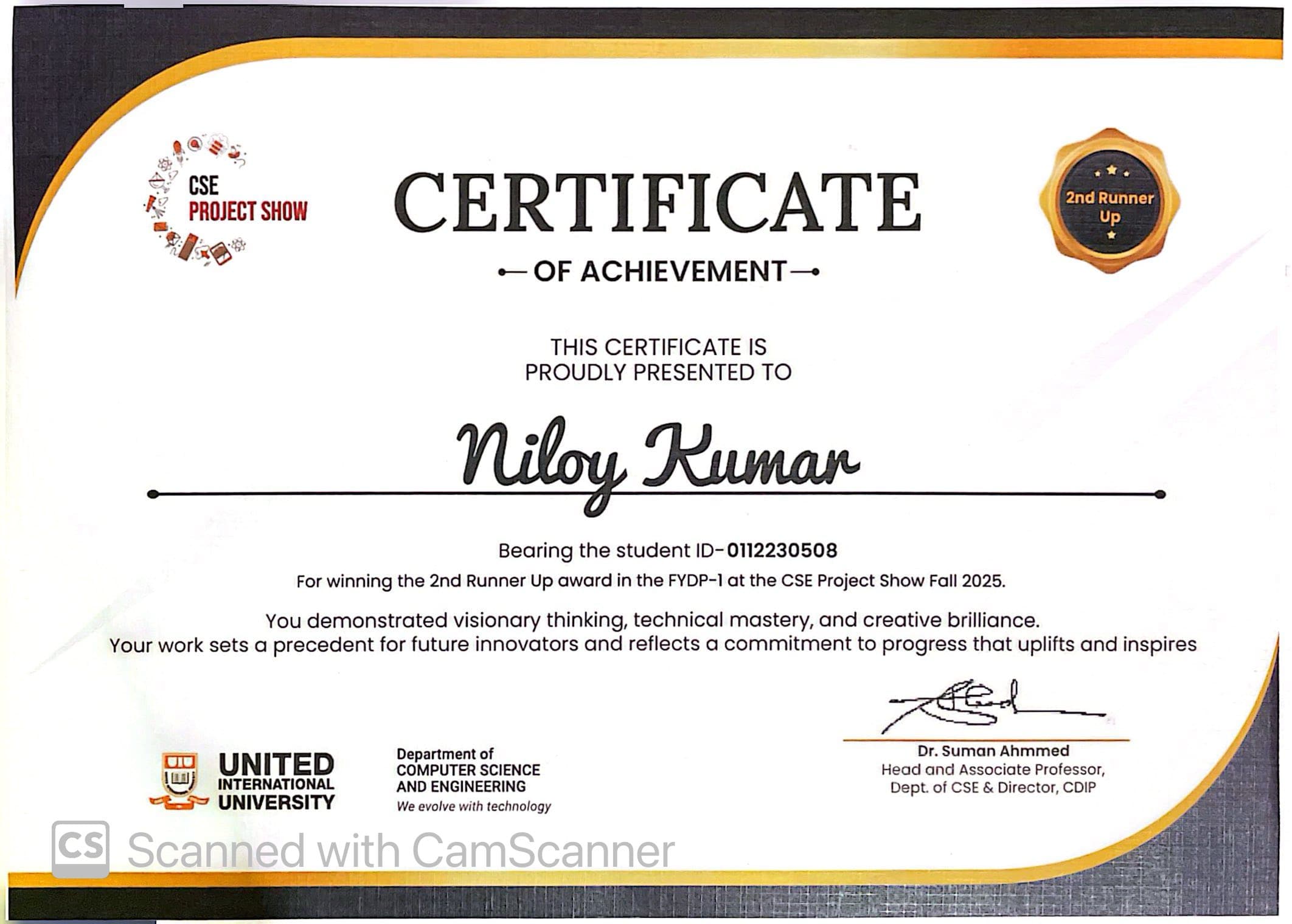 FYDP-1 2nd Runner-Up